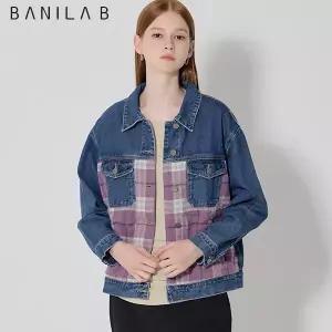 [바닐라비(BANILAB)] 여성 체크배색 데님 자켓 (택가격: 78000원)