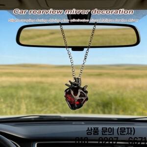 빨간색과 파란색 유리 코어가 있는 해부학적 심장 모양 자동차 펜던트   고딕풍 커플 목걸이 로맨틱한 발렌