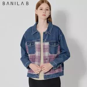 [바닐라비(BANILAB)] 여성 체크배색 데님 자켓 (택가격: 78000원)
