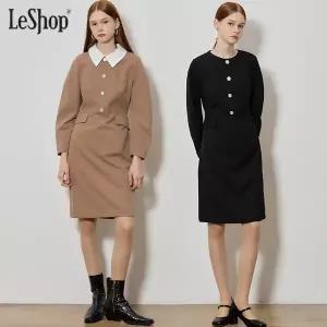 [르샵(LeShop)] 탈착카라 긴팔 원피스 (택가격: 199000원)