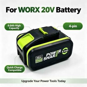 WORX 도구용 - 20V 3.0Ah 리튬 배터리 4핀 WA3553 WA3572 WX390 충전식 3000mAh