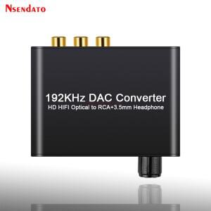 192KHz DAC 디지털-아날로그 변환기 5.1CH HD HIFI 광학 SPDIF 동축 RCA 3.5mm 볼륨 조절 기능 (돌비 AC3