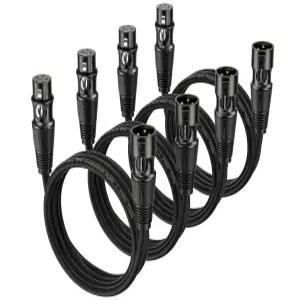 XLR 케이블 1.5피트 4개 세트 - 수-암 마이크 라디오 방송국 무대 조명용 3핀 밸런스 차폐 스피커 포함