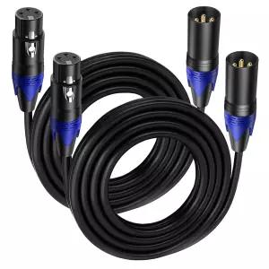 2개 세트 10피트 XLR 수-암 케이블 전문가용 밸런스 마이크 리드 확장 순수 구리 및 이중 차폐 믹서 스피커