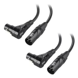 Cable Matters 2개 세트 직각 XLR 마이크 케이블 0.5피트 무산소동 OFC 블랙