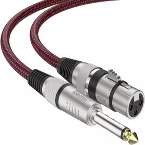 XLR 여성-1/4 TS 케이블 6피트 2팩 BIFALE 나일론 브레이드 마이크 6.35mm 모노 잭 언밸런스 헤비 듀티
