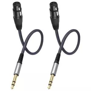 HUALEU 2개입 1/4 TRS 수컷-3핀 XLR 암컷 마이크 케이블 6.35mm 브레이드 1/4인치 밸런스 믹서 액티브