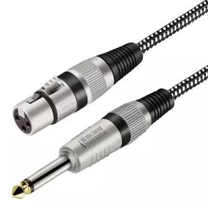 KINXIYU XLR 여성-1/4인치 TS 케이블 3피트 나일론 꼬임 3핀 여성-6.35mm 남성 언밸런스 인터커넥트 와이어