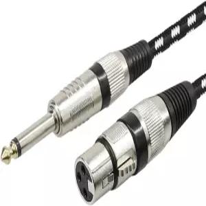 마이크 케이블 XLR 암 커넥터에서 1/4인치 TS 케이블용 푸루이 나일론 꼬임 6.35mm to 암-수 비대칭 금도금
