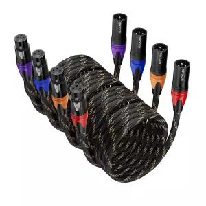BEZOKABEL XLR 케이블 마이크 3피트 4팩 나일론 브레이드 밸런스드 스피커 믹서·스테이지·레코딩