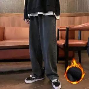 청바지 데님팬츠 빅사이즈 밴딩 기모 와이드 겨울