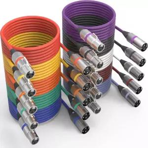Oleitodh 10 Pack XLR 케이블 6피트 멀티컬러 수-암 마이크 3핀 밸런스드 부츠 포함 오디오 믹서 스피커