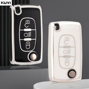 차키케이스 TPU 플립 원격 자동차 키 케이스 커버 시트로엥 C2 C3 C4 C5 C6 Xsara Berlingo 푸조 207 307 308 407 607 807 보호대 포브
