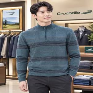 [크로커다일남성]컬러 블럭 체크패턴 하프집업 티셔츠 CDAAAKR33164510_SH