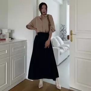 스커트 사어오 온나핏 데님플레어 롱 롱스커트 새틴스커트