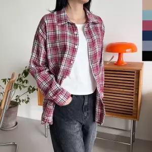 [하프클럽/]데일리 GPP SH724W 여자커플 모노 오버핏체크남방 포인트 아이템