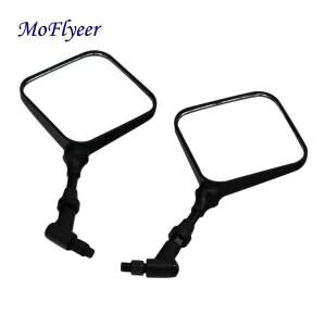 MoFlyeer 혼다 스즈키 가와용 블랙 스퀘어 듀얼 스포츠 바이크 오토바이 백미러 투명 유리 케이스, M10, 10