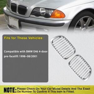 BMW 호환 E46 4 도어 프리 페이스 리프트 1998-08/2001 51138208489 용 2Pcs 크롬 프론트 후드 신장 그릴