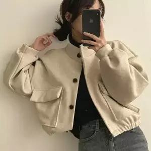 데일리룩 오버핏코트 가죽롱코트 모던 봄 가오리핏 크롭 숏코트 밑단밴딩 포켓 포인트