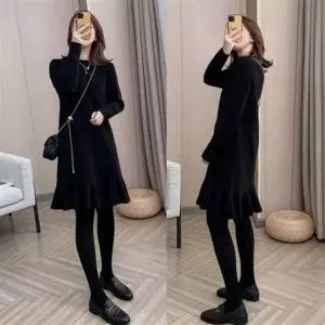 [하프클럽/셀러허브_여성트랜드패션]데일리 밑단프릴 니트원피스_블랙,크