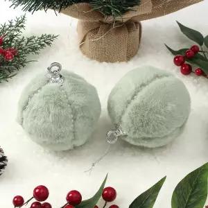 퓨어그린 패브릭 장식볼 2p세트(10cm) (진주폼폼이)