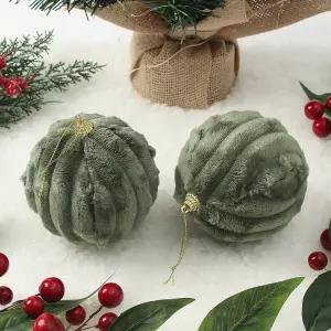 퓨어그린 패브릭 장식볼 2p세트(10cm) (세로줄폼폼이)