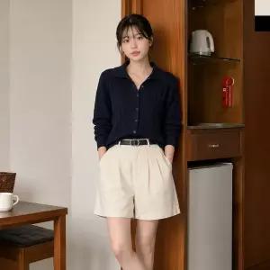 KSS 3772 여자핀턱반바지 벨트포함
