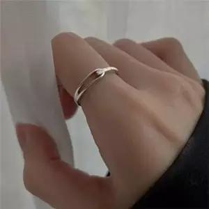 여성 크링 반지 곡선 반지 레이어드 심플 데일리 은반지 악세사리...