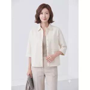 [매장정품] 올리비아하슬러 []화이트 포켓 스티치 셔츠 OHCMBL103