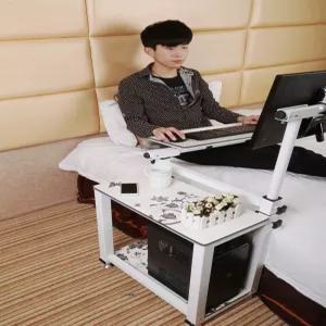 심플 접이식 이동식 높이조절 회전 무봉제 침대 옆 컴퓨터 책상