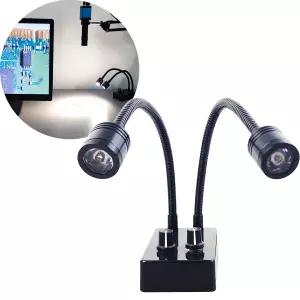 USB 듀얼 구즈넥 LED 현미경 조명 스포트라이트 C마운트 렌즈 수리 납땜용