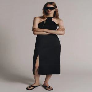 ZARA ZW 컬렉션 새틴 토글 스커트 - 블랙 9479/240/800
