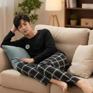 [하프클럽/]긴팔 남자 집에서입는옷 잠옷 사계절 상하의세트 파자마 편안한