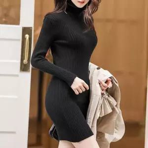 [XBJ28209]골지 미니원피스 겨울 코트속 미커트 슬림