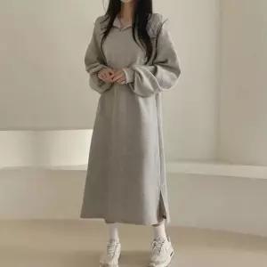 [XBJ36930]여자 데일리원피스 오버핏 롱원피스 트임 카라