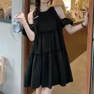 [XBJI582O]캉캉 원피스 세로 입체 홀터넥 밴딩 소매 프릴