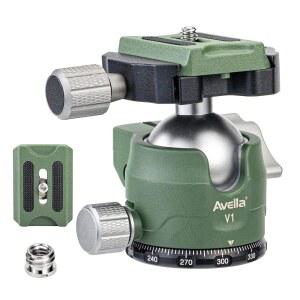 AVELLA V1 DSLR 카메라용 삼각대 볼 헤드 38MM 360도 회전 U자형 홈 디자인 캐논 니콘 소니 올림푸스 파나소닉 카메라용-그린