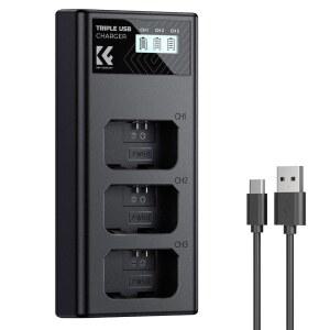 K&F CONCEPT NP-FW50 충전기 3슬롯 ZV-E10 배터리 충전기 소니 A6400 A6600 ZV-E10 A7 A7II 카메라용 LCD 디스플레이 탑재