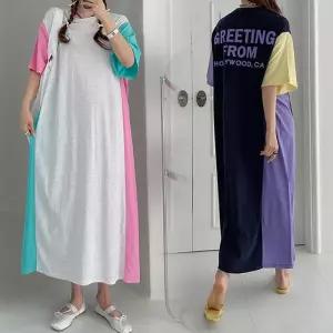 위쉬몰 PO 프롬옆배색박시면원피스(P470H405) 빅사이즈