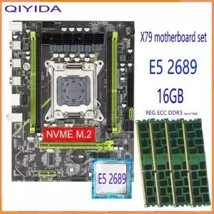 Qiyida X79 마더보드 세트 A2011 콤보 제온 E5 2689 C 4 개 x 4GB 메모리 DDR3 RAM 1333Mhz 10600R 6M