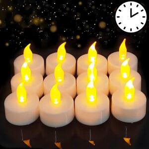 12개입 깜빡이는 LED 티라이트 자동 6시간 켜짐 꺼짐 18시간 주기 24시간