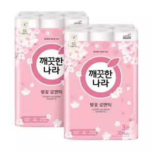 깨끗한나라 벚꽃 로맨틱 27m 30롤 2팩