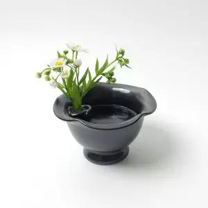 블랙천목 한송이 화병 꽃병 미니수반 WC3E3E3