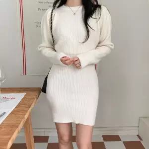 여자 슬림 어깨셔링 골지 FW 스웨터 들러리 미니원피스