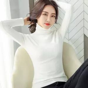 여자 폴라 쫄티 기모 베이직 슬림핏 무지 티셔츠
