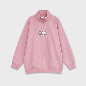 [OiOi]투톤 로고 하프집업 [PINK]