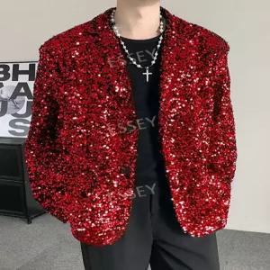 남자 반짝이 재킷 트로트 화려한정장 스팽글 자켓 무대복 M 블랙 무대 남성
