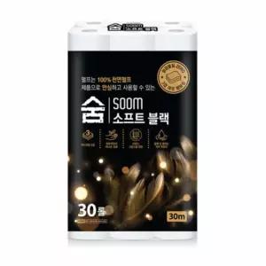 롤 물티슈 휴지 키친타올 각티슈 M 프리미엄 실 30 3겹 숨소프트블랙두루마리화장지