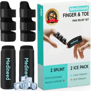 2pcs 트리거 핑거 스플린트 팩 썸 슬리브 젤 프리즈 핏 인덱스 미들 엄지 링 블랙2+2