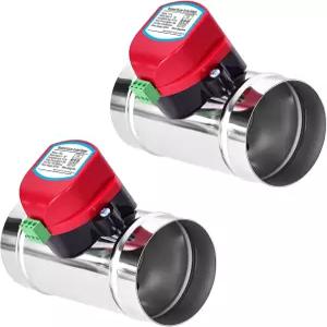 ZOWZEA 2Pcs 3 전동 덕트 댐퍼 켜기/끄기 백드래프트 제어 HVAC 시스템용 스테인리스 스틸 공기 흐름 24V